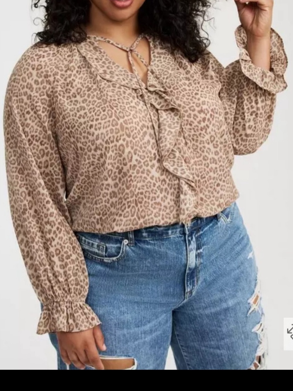 Torrid Crinkle Chiffon Raglan Front Blouse Watermark Leopard Ginger Root NWT 4X